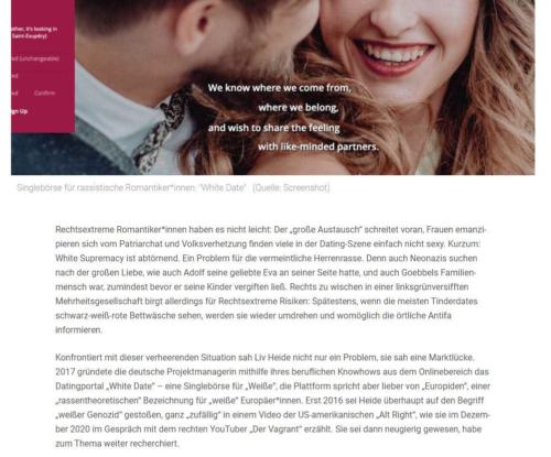 Weiße, die Weiße daten wollen, sind böse Nazis