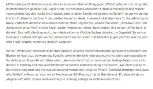 Weiße, die Weiße daten wollen, sind böse Nazis