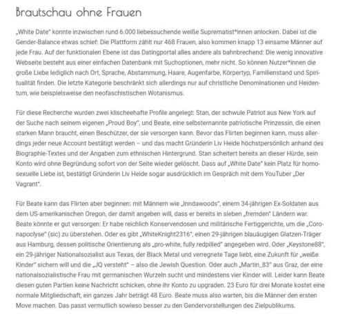 Weiße, die Weiße daten wollen, sind böse Nazis