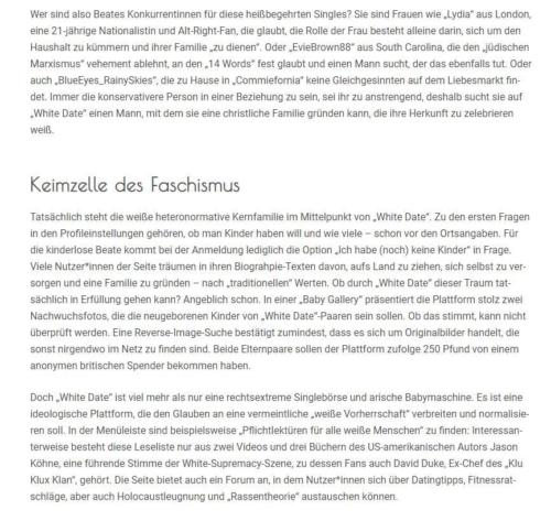 Weiße, die Weiße daten wollen, sind böse Nazis